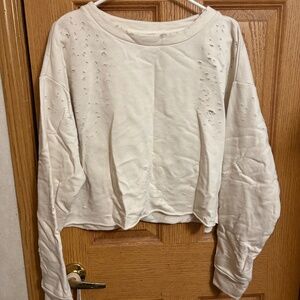 ALO Yoga Large Distressed Crop Sweatshirt